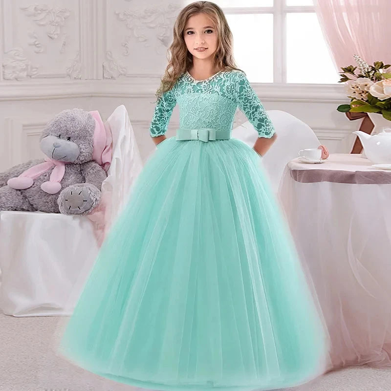 Baby Princess Dress Girl Party Ball Gown Wedding Lace Dresses Kids Christmas Bridesmaid Costume Birthday Party Dress 4-14 year