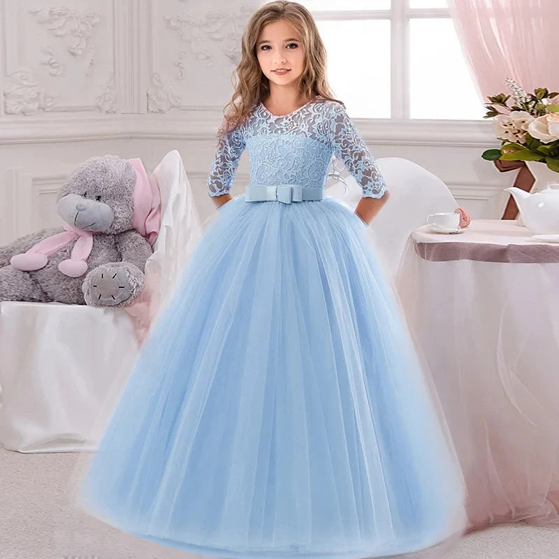 Baby Princess Dress Girl Party Ball Gown Wedding Lace Dresses Kids Christmas Bridesmaid Costume Birthday Party Dress 4-14 year