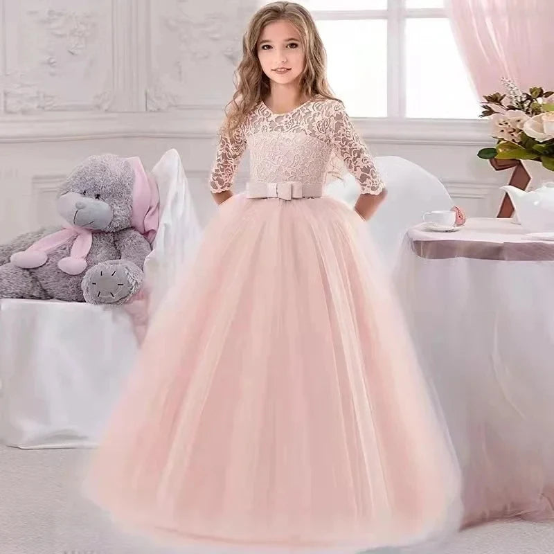 Baby Princess Dress Girl Party Ball Gown Wedding Lace Dresses Kids Christmas Bridesmaid Costume Birthday Party Dress 4-14 year
