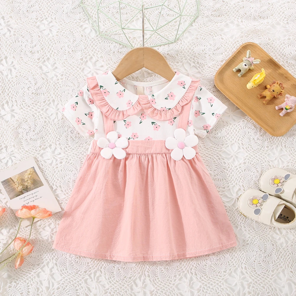 Summer New Baby Girl Dress Baby Girl Cute Doll Collar Flower Printed