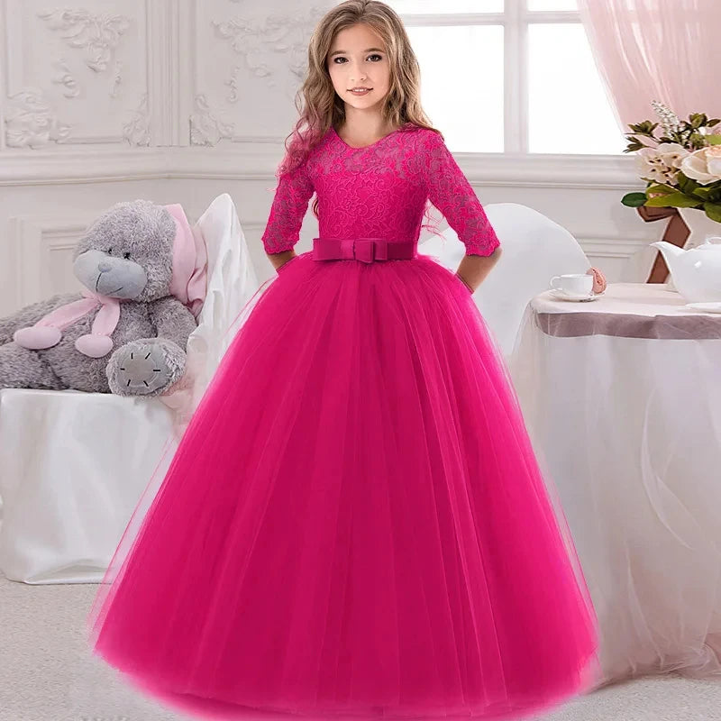 Baby Princess Dress Girl Party Ball Gown Wedding Lace Dresses Kids Christmas Bridesmaid Costume Birthday Party Dress 4-14 year