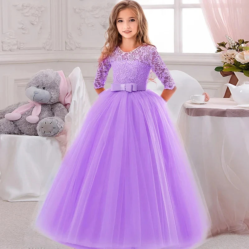 Baby Princess Dress Girl Party Ball Gown Wedding Lace Dresses Kids Christmas Bridesmaid Costume Birthday Party Dress 4-14 year