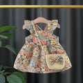 2 Pcs Summer Baby Girl Dress Fashionable Floral Fly Sleeve Cotton Dress