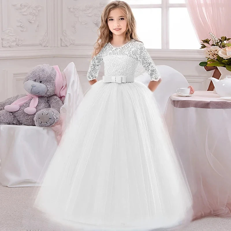Baby Princess Dress Girl Party Ball Gown Wedding Lace Dresses Kids Christmas Bridesmaid Costume Birthday Party Dress 4-14 year