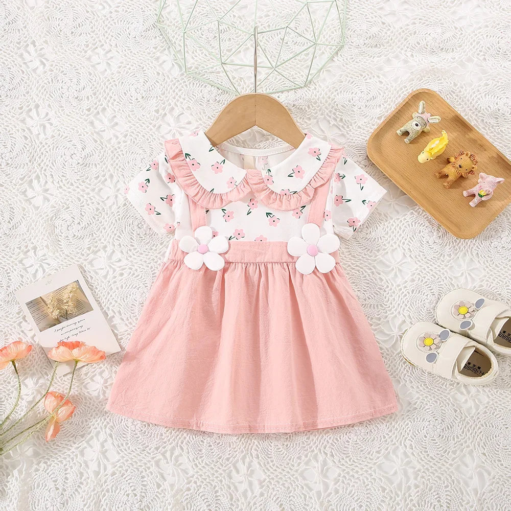 Summer New Baby Girl Dress Baby Girl Cute Doll Collar Flower Printed
