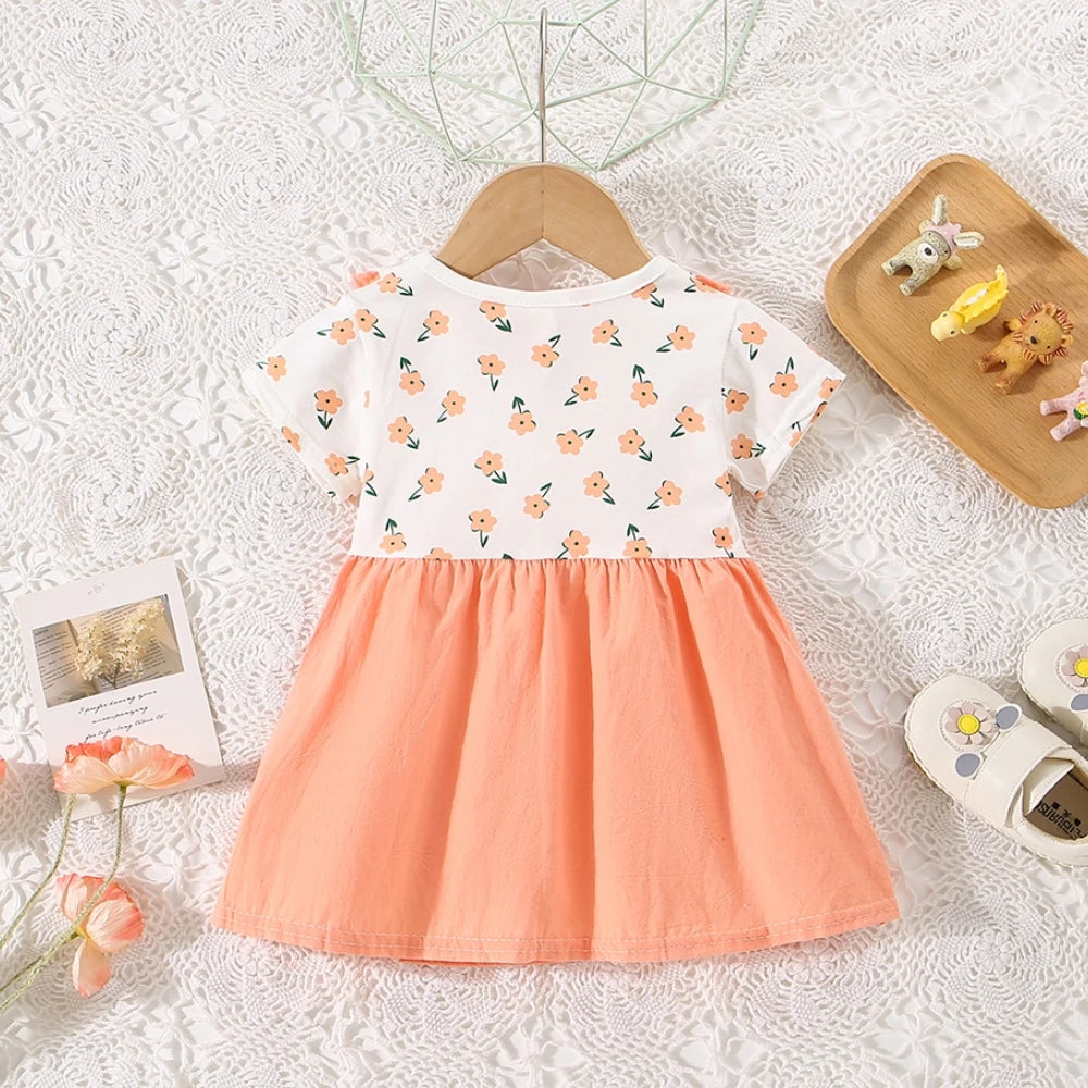 Summer New Baby Girl Dress Baby Girl Cute Doll Collar Flower Printed