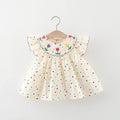 Baby Girl Dress Summer Colorful Polka Dot Flower Embroidery Girls Princess Dress Cute Girls Beach Dresses