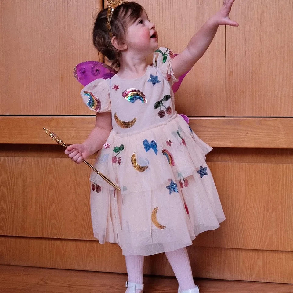 2025 New KS Summer Baby Girls Princess Dress Kids Clothes Girl Mesh Sequins Dresses Children's Clothing Skirts Party Vestidos