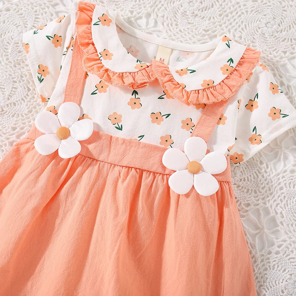 Summer New Baby Girl Dress Baby Girl Cute Doll Collar Flower Printed