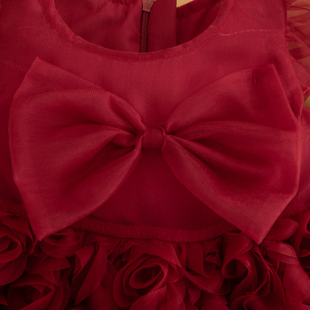 (0-3 Year Old Baby Girl Princess Dress) Summer New Red Bow, Rose Skirt, Children'S Sleeveless Clothes Suitable For Wedding Party