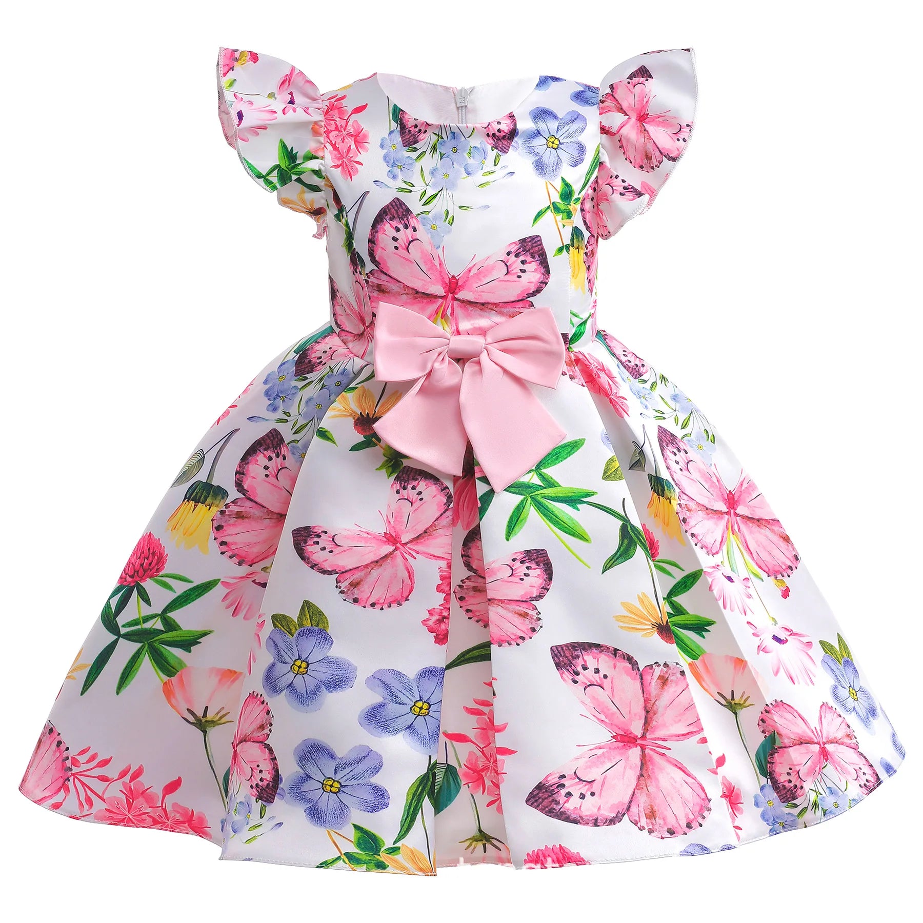 Baby Girls Flower Striped Dress For Girls Floral Wedding Party Dresses Kids Princess Christmas Dress Children Girls Clothing